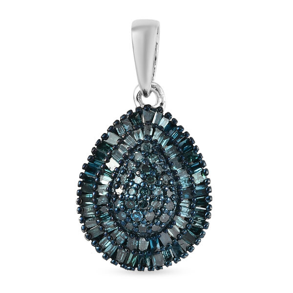 Blauer Diamant Anh&auml;nger 925 Silber platiniert ca. 0,50 ct