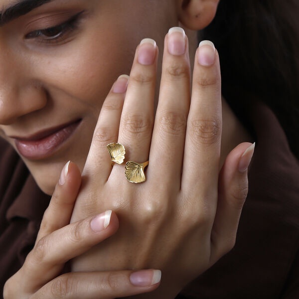 GP Italian Garden Kollektion - Blatt- und blauer Saphir-Ring, 925 Silber Gelbgold Vermeil image number 3