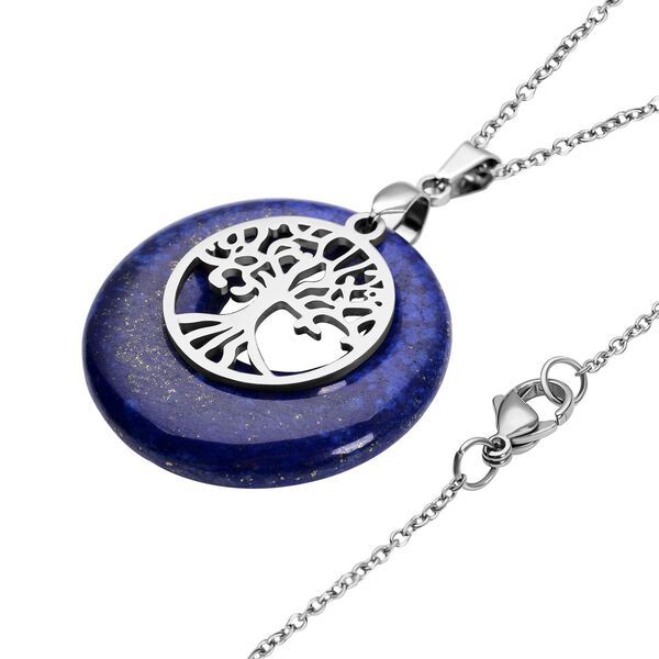 Lapislazuli-Anh&auml;nger mit Kette, Edelstahl ca. 40,00 ct image number 4