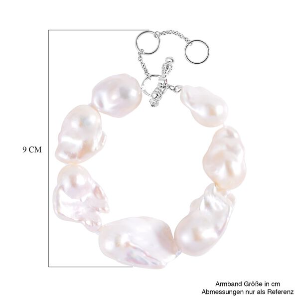 Wei&szlig;e S&uuml;&szlig;wasser Perle, Roter Granat Armband ca. 20 cm 925 Silber rhodiniert image number 6