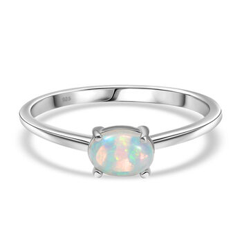 AA Nat&uuml;rlicher, &auml;thiopischer Welo Opal Ring 925 Silber (Gr&ouml;&szlig;e 19.00) ca. 0,53 ct