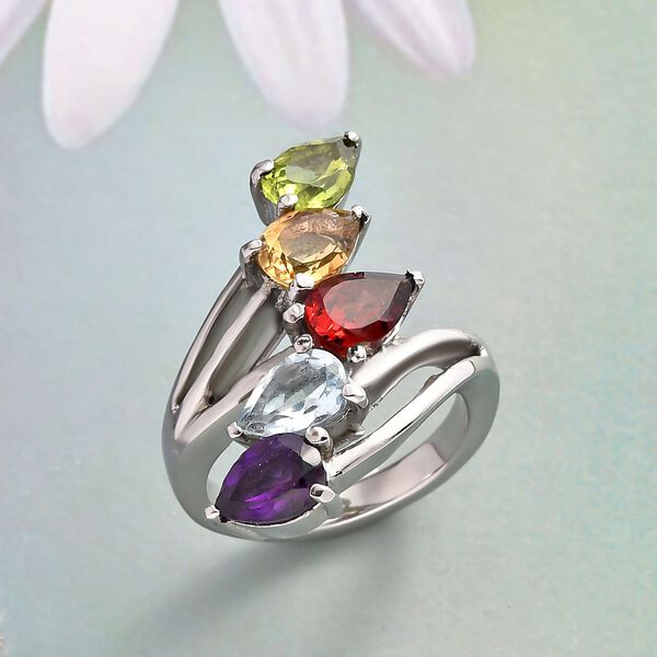 Mehfarbiger Edelstein-Ring, (Größe 16.00) Edelstahl, ca. 3,41 ct image number 2