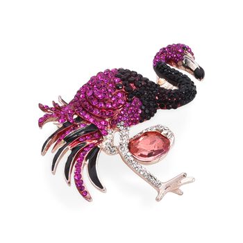Flamingo Mehrfarbiger Kristall Brosche Rose