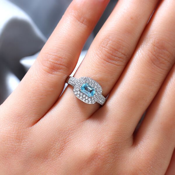 Kambodschanischer blauer und weißer Zirkon-Ring - 1,45 ct. image number 3