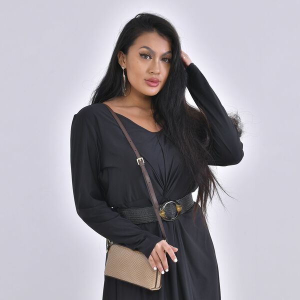 Chaose by Elsie - Echtleder Crossbody Tasche Schlangen-Prägung, Cognac image number 2