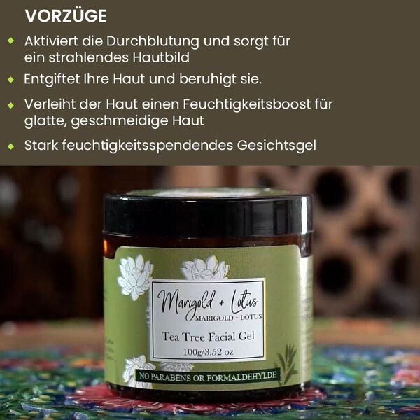 MARIGOLD + LOTUS - Teebaum Gesichtsgel, 100g image number 3