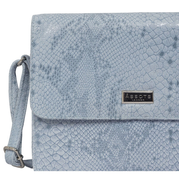 ASSOTS LONDON - Schlangendruck Crossbody Tasche aus 100% echtem Leder, 22x19x6cm, blau image number 2