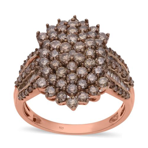 Natürlicher Champagner Diamant Ring, 925 Silber Roségold Vermeil, (Größe 19.00) ca. 2.00 ct image number 0