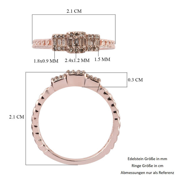 Champagner Diamant Ring 925 Silber Roségold Vermeil image number 6