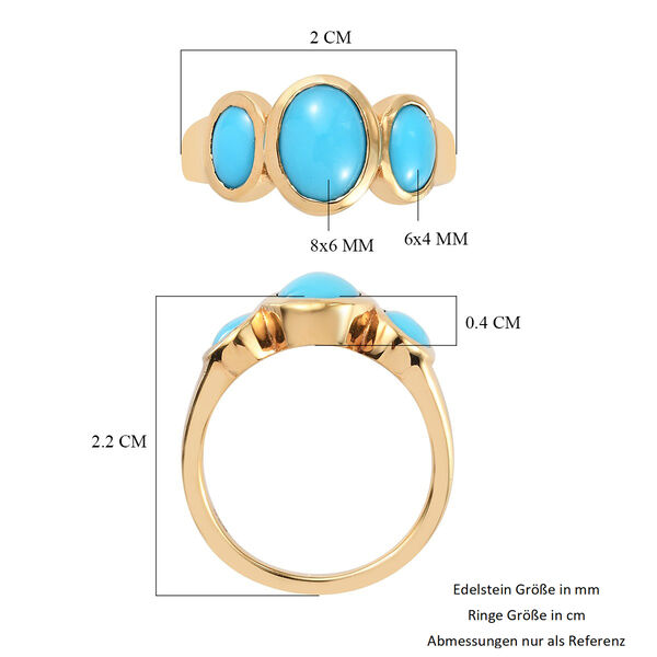 Nat&uuml;rlicher Sleeping Beauty T&uuml;rkis Ring 925 Silber 585 Vergoldet image number 4