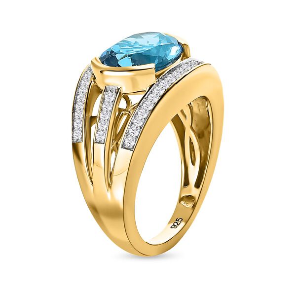 Schweizer Blautopas und Zirkon Ring - 4,40 ct. image number 4