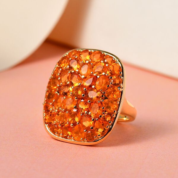 Salamanca Feueropal Ring, 925 Silber vergoldet (Gr&ouml;&szlig;e 17.00), ca. 3.65 ct image number 2