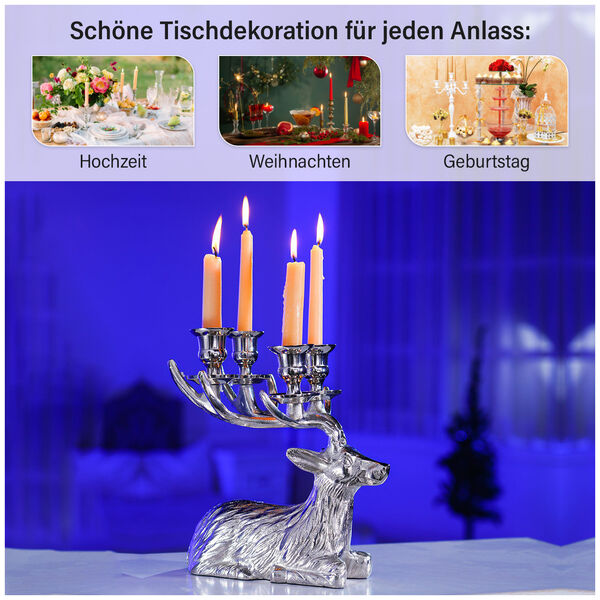 Rentier Figur 4er Kerzenhalter, 23.8x17x25.4cm, silber image number 10