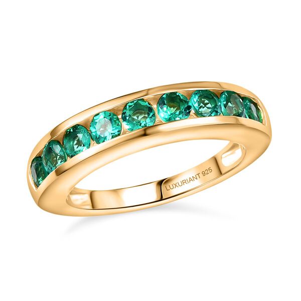 AAA Lab Created Kolumbianischer Smaragd Ring 925 Silber 750 Gelbgold Vermeil (Größe 17.00) ca. 0,95 ct image number 3