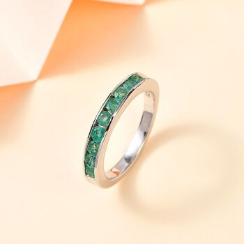 Kagem sambischer Smaragd-Ring, 925 Silber rhodiniert - 0,73 ct.