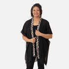 Chiffon Kimono mit bedruckter Bordüre, Einheitsgröße Schwarz