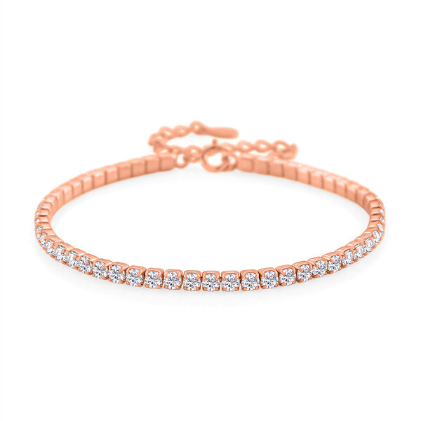 LUSTRO STELLA wei&szlig;es Zirkonia 20cm Armband, 925 Silber ros&eacute;vergoldet - 3,45 ct.