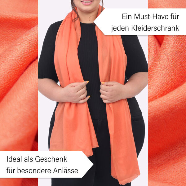 LA MAREY - Luxuriöser und weicher Schal aus 100 % Kaschmirwolle, 70 x 195 cm, Orange image number 2