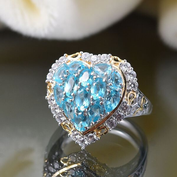 Betroka Blauer Apatit Ring 925 Silber rhodiniert (Größe 17.00) ca. 3,56 ct image number 2