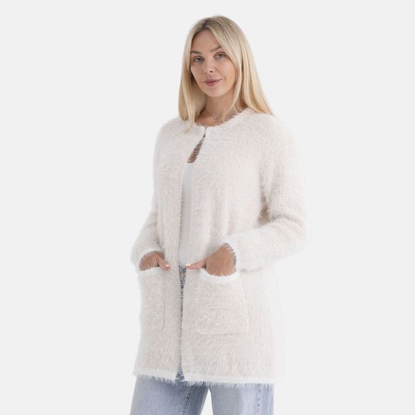 Kuschelweicher, langer &Uuml;bergangs-Cardigan mit 2 Taschen, Beige image number 2