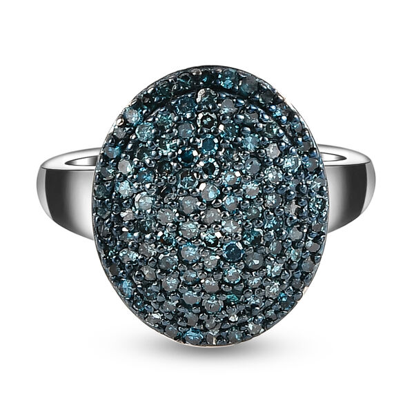 Blauer Diamant-Ring, 925 Silber platiniert  ca. 1,00 ct