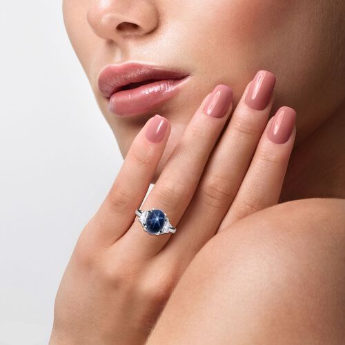 Blauer Stern Saphir und Zirkon-Ring - 3,46 ct. image number 1