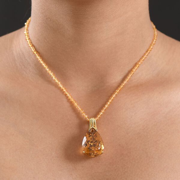 D'Joy AA Citrin Schmuckset ca. 50 cm 925 Silber 750 Gelbgold Vermeil ca. 58.60 ct image number 3