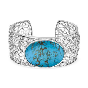 Blaues T&uuml;rkis Armreif ca. 19 cm, Silberton, ca. 53.08 ct