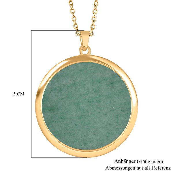 Grüner Aventurin Sodalith Anhänger mit Kette, Edelstahl, vergoldet, ca. 75.00 ct image number 6