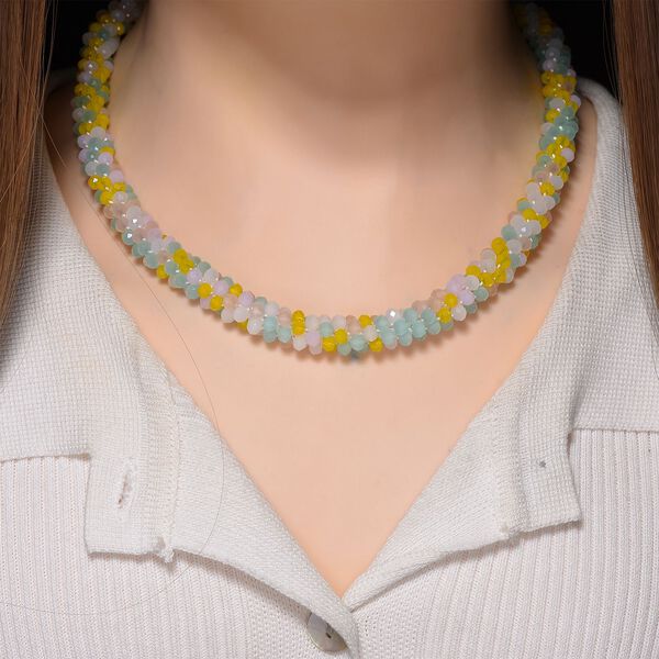 Mehrfarbige gelbe Kristall 45cm Halskette image number 2
