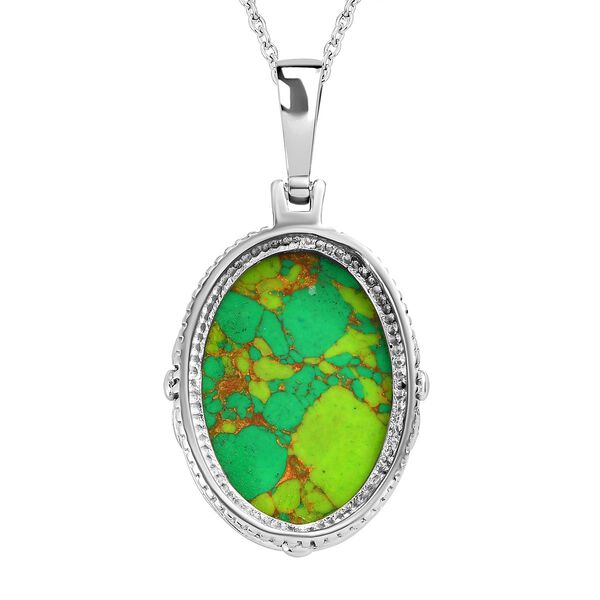 Gr&uuml;nes T&uuml;rkis Anh&auml;nger mit Kette, Edelstahl ca. 25.92 ct image number 4