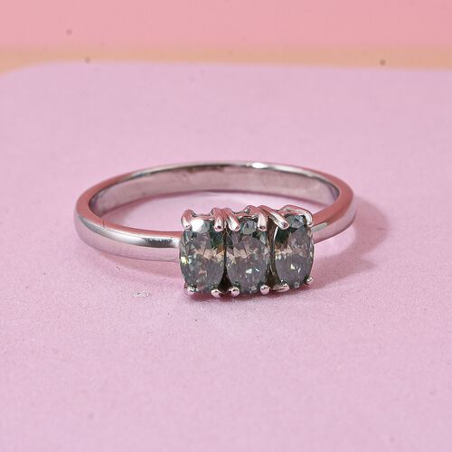 Paraiba Moissanit Ring 925 Silber rhodiniert (Größe 19.00) ca. 0,65 ct image number 1