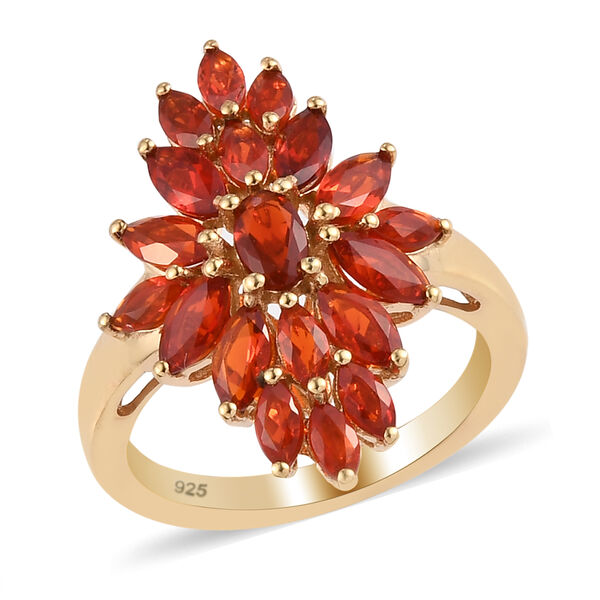 Mexikanischer Kirschd Feuer-Opal Ring 925 Silber vergoldet  ca. 1,44 ct image number 4