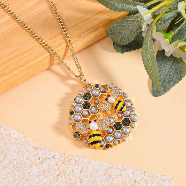 Grauer Kristall, Schwarzer Kristall Halskette ca. 60 cm Legierung emailliert image number 2