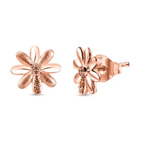 GP Italian Garden Kollektion - Champagner Diamant und Kanchanaburi blaue Saphir Ohrringe, 925 Silber 750 Roségold Vermeil - 0,14 ct.
