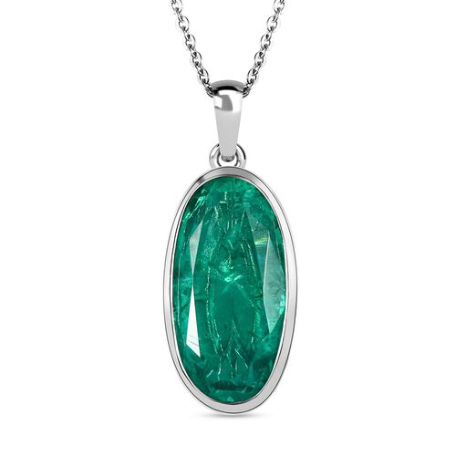 Smaragd-Triplett-Quarz Anhänger mit Kette - 9 ct. image number 0
