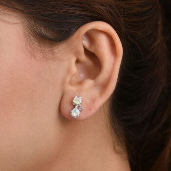 D'Joy AA nat&uuml;rliche, &auml;thiopische Welo Opal und Zirkon Ohrringe - 1 ct.