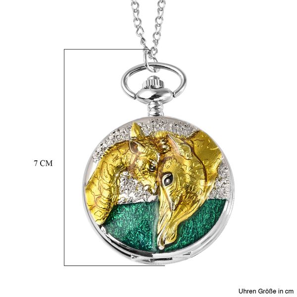 STRADA Taschenuhr mit 79cm Kette im Giraffenmotiv, Japanisches Uhrwerk image number 9