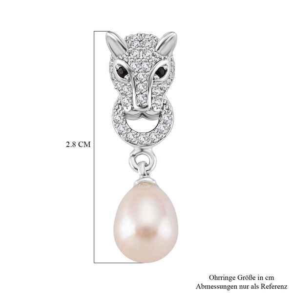Weiße Süßwasser Perle, Zirkonia Ohrringe, Nickelfreies Messing image number 6