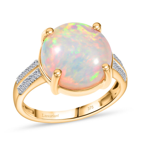 LUXURIANT DIAMOND- AAA Natürlicher, äthiopischer Welo Opal und Labor Diamant Ring in 375 Gold - 3,82 ct. image number 3