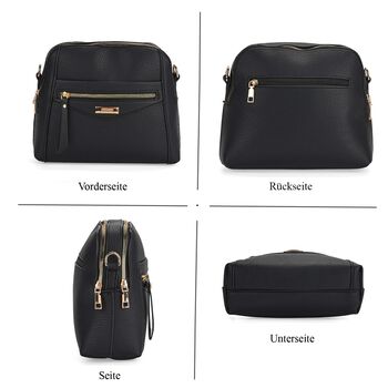 Crossbody-Tasche mit mehreren Rei&szlig;verschlussf&auml;chern und abnehmbarem Gurt, 25x9x18cm, Schwarz