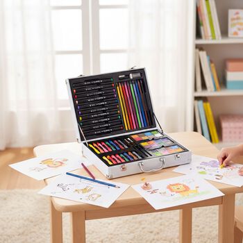 LIVMORE K&uuml;nstler Malset 84 teilig in Aufbewahrungskoffer 30 x 25 cm, Mherfarbig