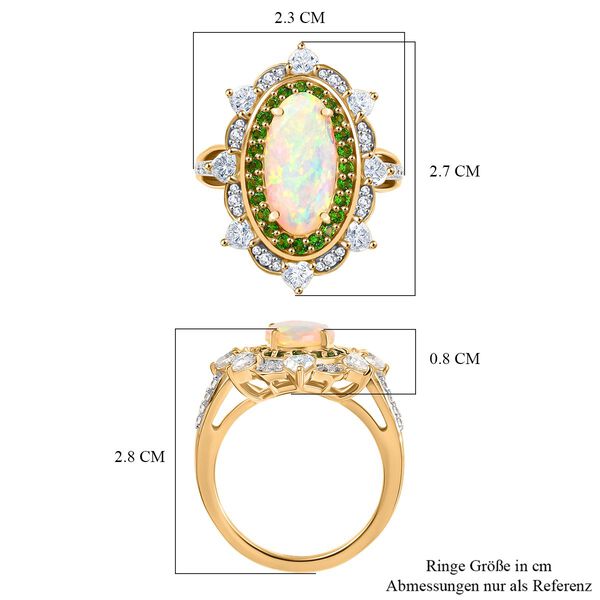 D'Joy AA nat&uuml;rlicher, &auml;thiopischer Welo Opal, Chromdiopsid und Moissanit Ring - 3,29 ct. image number 7