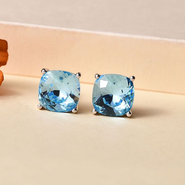 J Francis gefertigt mit SWAROVSKI- Aquamarin Swarvoski Kristall Ohrringe image number 2