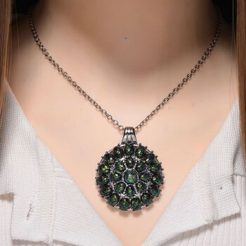 Simuliertes schwarzer Opal Anh&auml;nger mit Kette ca. 50 cm + 5 cm Extender, 316L Edelstahl