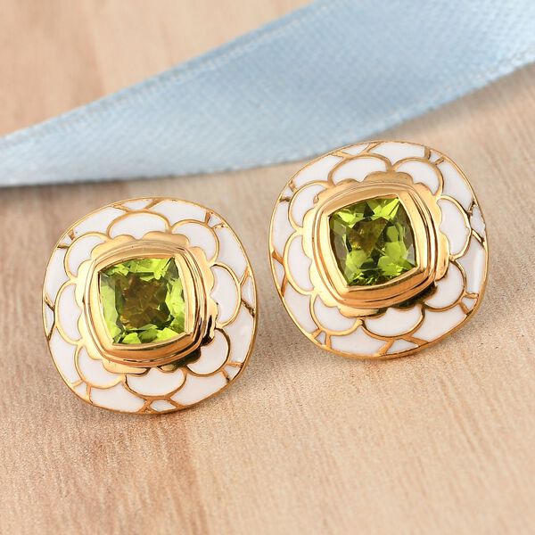 Peridot Ohrstecker 925 Silber vergoldet ca. 2,75 ct image number 2