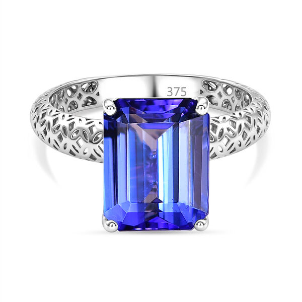 AA Tansanit Ring in 375 Wei&szlig;gold - 6 ct.