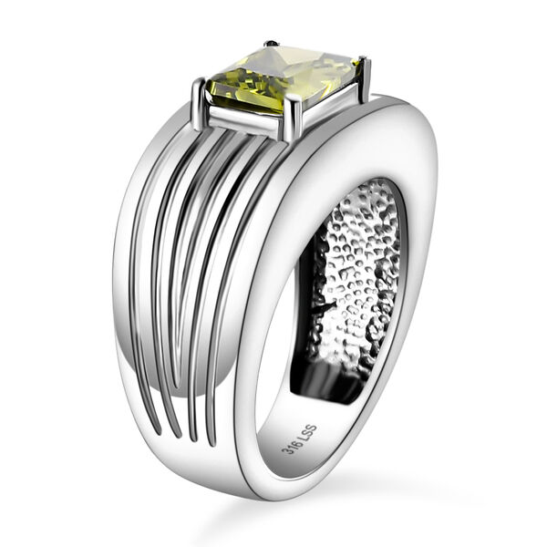 Peridot farbener Zirkonia Ring, Edelstahl  ca. 2,39 ct image number 5