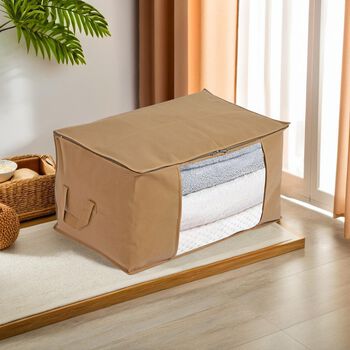 Aufbewahrungsboxen Set aus 3, Sichtfenster, 60 x 30 x 45 cm, Beige