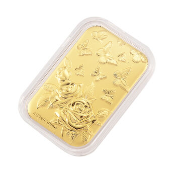 EXKLUSIVES GESCHENK - 999er Goldfolie mit Rose-Motiv 10mg